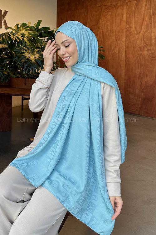 Lamelif GG Desen Jakar Serisi Şal Turkuaz