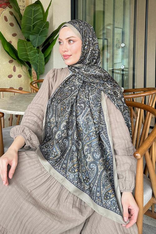 Lamelif Retro Desen Soft Şal Mint Yeşili