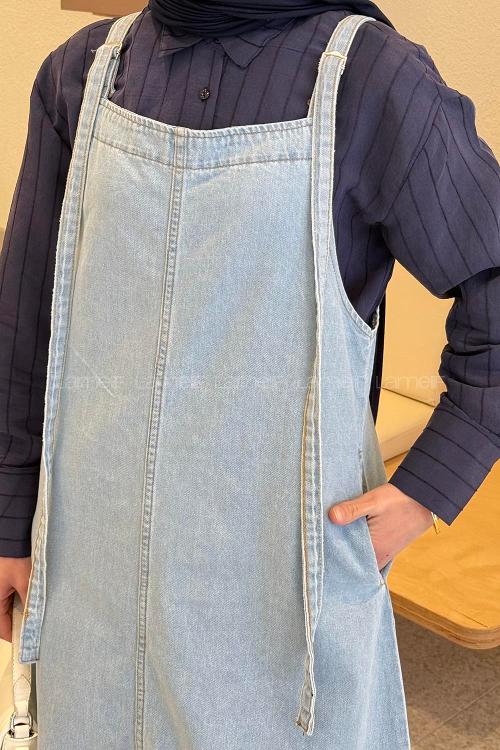 Ice Blue Normal Neck Denim Dresess