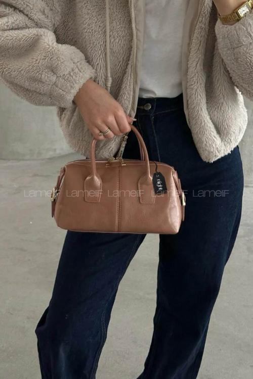 Lamelif Jennie Model Deri Kadın El Ve Omuz Çantası Pudra