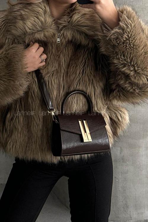 Lamelif Montanna Model Kadın El Ve Omuz Çantası Acı Kahve