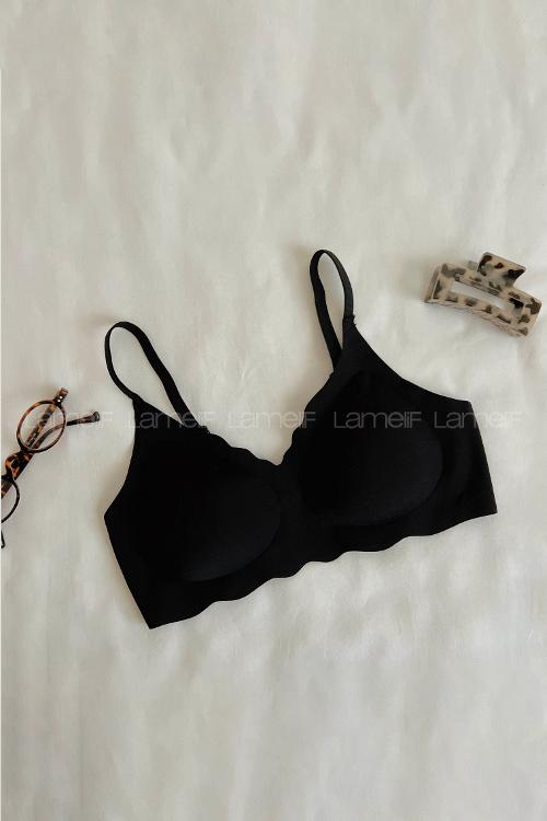 Black Cotton Fabric Underwire Support Bralet
