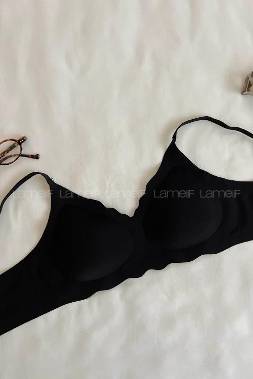 Black Cotton Fabric Underwire Support Bralet