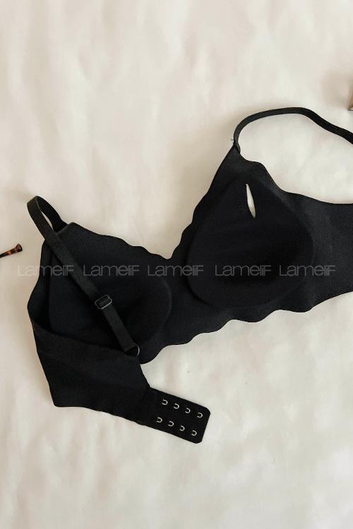 Black Cotton Fabric Underwire Support Bralet