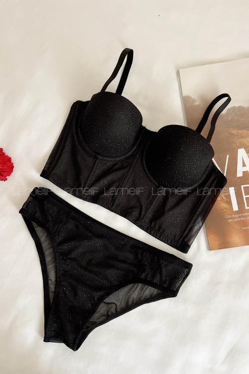 Lamelif  Simli Büstiyer Destekli Takım