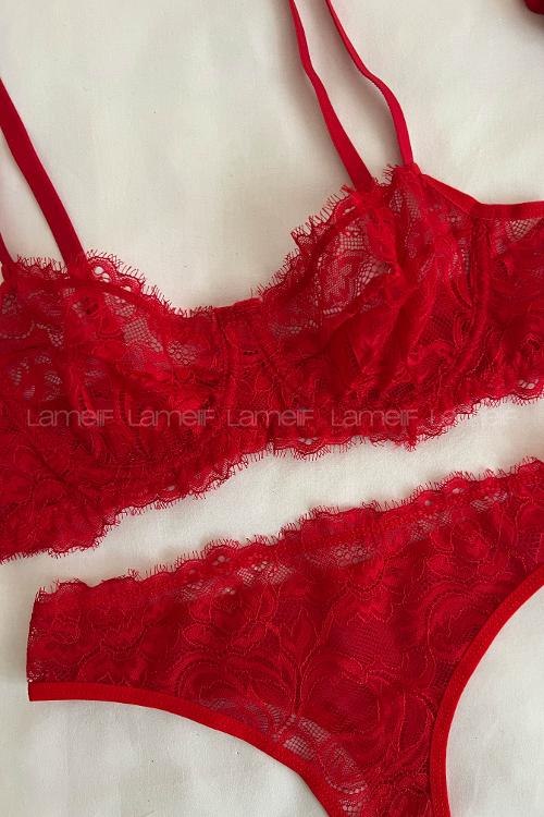 Lamelif Dantel Bralet Takım Desteksiz