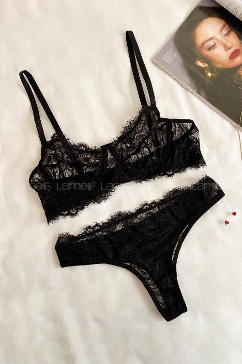 Lamelif Dantel Bralet Takım Desteksiz