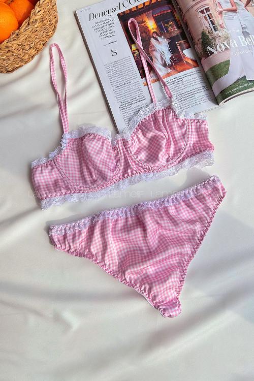 Pink Cotton Fabric Underwire Unsupport 