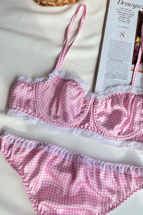 Pink Cotton Fabric Underwire Unsupport 