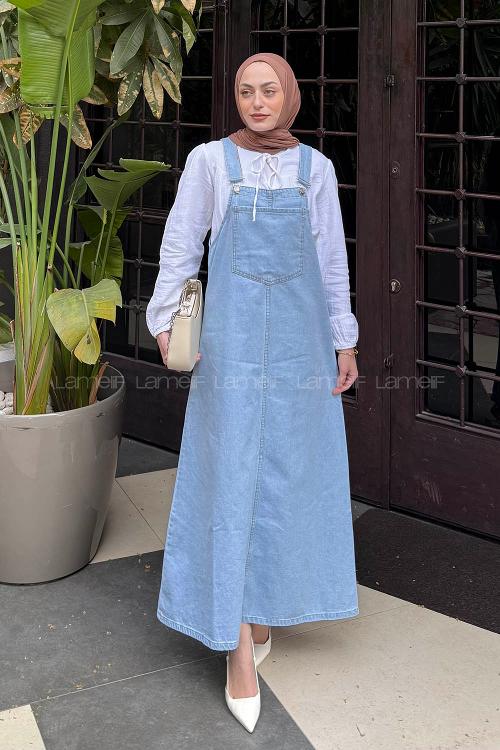 Ice Blue Normal Neck Denim Dresess