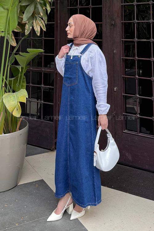 Dark Blue Normal Neck Denim Dresess