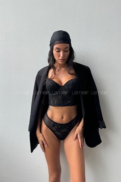 Black Cotton Fabric Without Underwire Unsupport Bralet