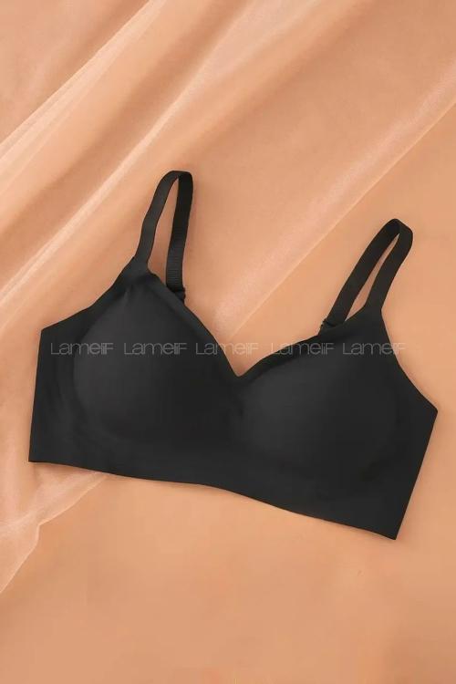 Black Cotton Fabric Without Underwire Unsupport Bralet