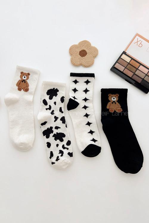 Lamelif 4lü Ayıcık Kolej Çorap