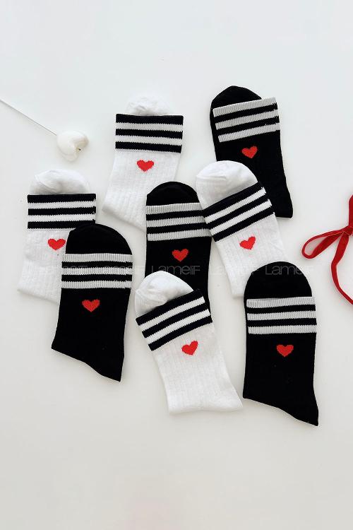 Lamelif 4lü Fitilli Kalpli Kolej Çorap