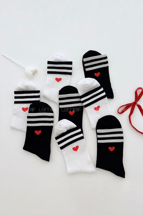 Lamelif 4lü Fitilli Kalpli Kolej Çorap