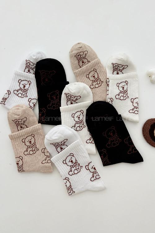 Lamelif 4lü Sevimli Köpek Kolej Çorap