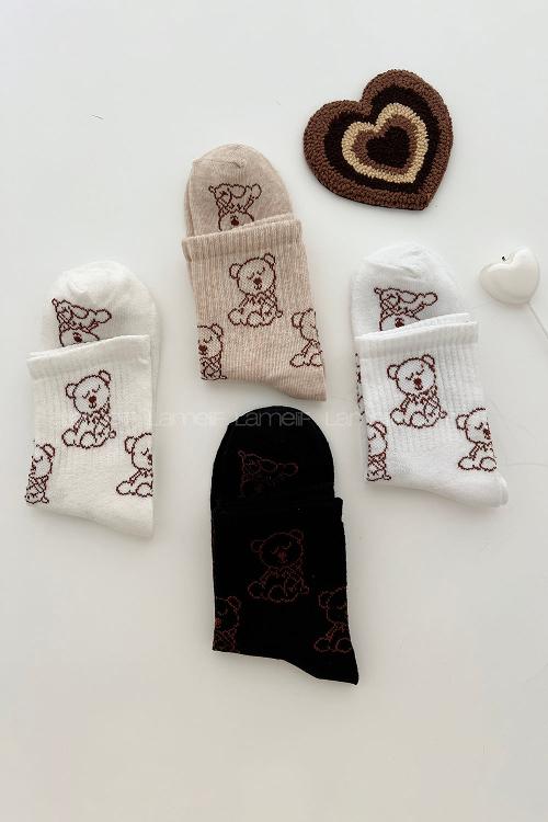 Lamelif 4lü Sevimli Köpek Kolej Çorap