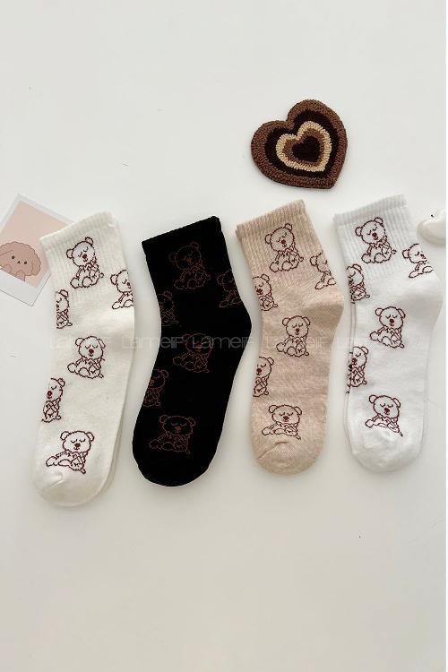 Lamelif 4lü Sevimli Köpek Kolej Çorap