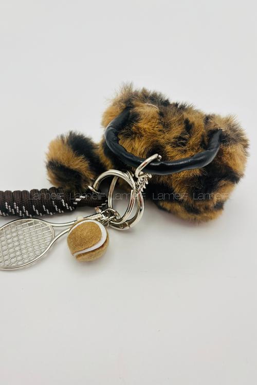 Lamelif Leoparlı Peluş Çanta Charmı