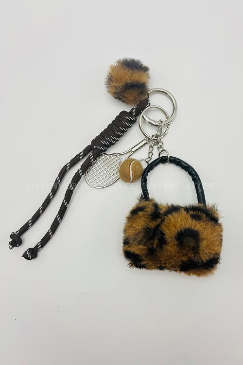 Lamelif Leoparlı Peluş Çanta Charmı