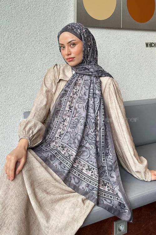 Lamelif Retro Desen Soft Şal Gri