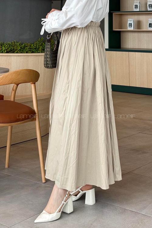 Lamelif Kraşlı Tesettür Etek Bej