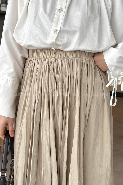 Lamelif Kraşlı Tesettür Etek Bej