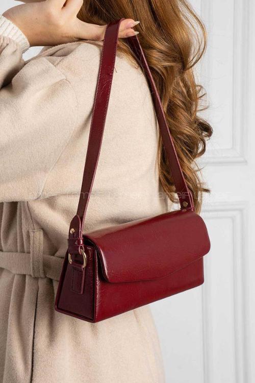 Lamelif Gloria Model Deri Kadın El Ve Omuz Çantası Bordo