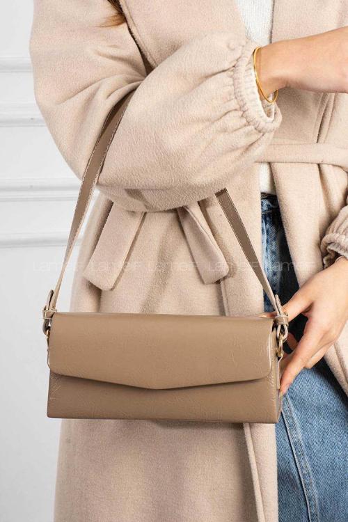 Lamelif Gloria Model Deri Kadın El Ve Omuz Çantası Vizonrengi