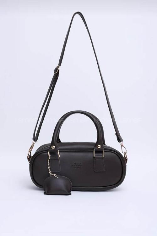 Lamelif Charm Detaylı Fermuarlı Ayarlanabilir Askılı El, Kol ve Omuz Çantası Acı Kahve