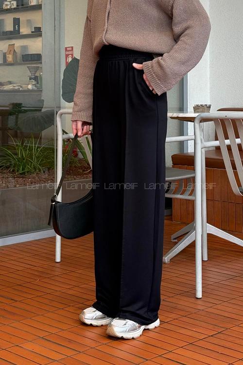 Lamelif Çıma Detaylı Eşofman Altı Siyah