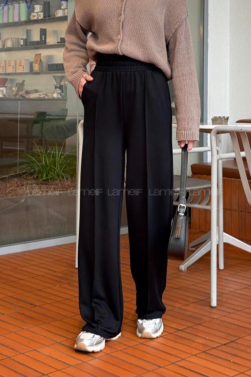 Lamelif Çıma Detaylı Eşofman Altı Siyah