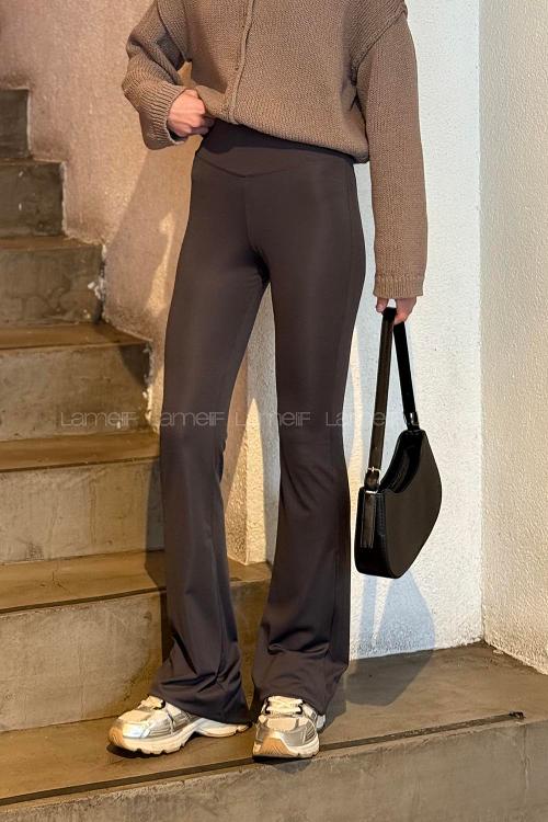 Lamelif İspanyol Paça Tayt Pantolon Füme