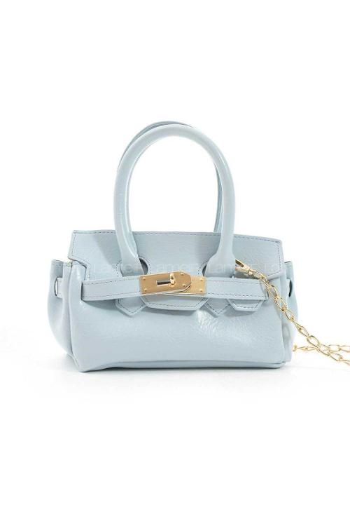 Lamelif Elly Tokalı Gold Askılı Çapraz Çanta Buz Mavisi