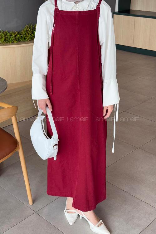 Lamelif Gabardin Tesettür Jile Bordo