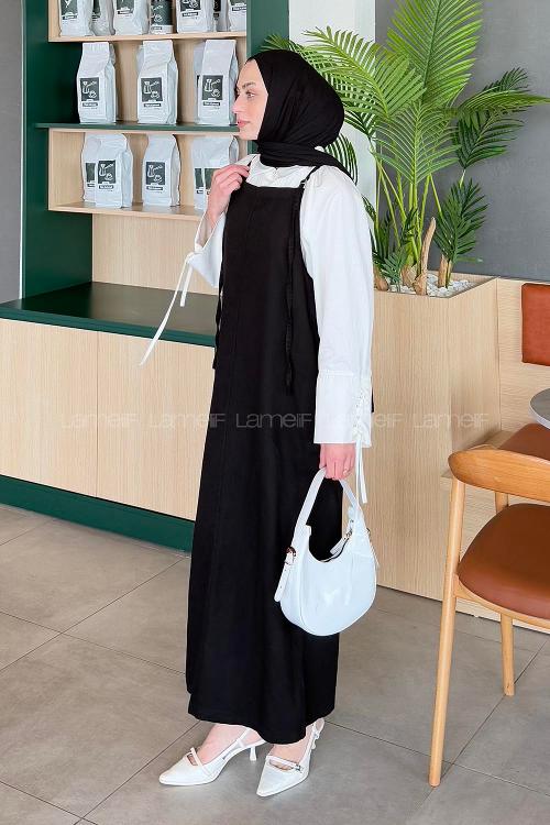 Lamelif Gabardin Tesettür Jile Siyah