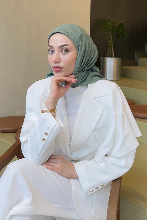 Plum Green Cotton Fabric Straight Shawl