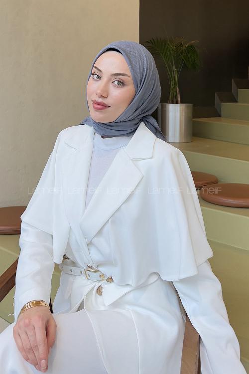 Lamelif Bambu Eşarp Koyu Gri