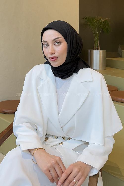 Lamelif Bambu Eşarp Siyah