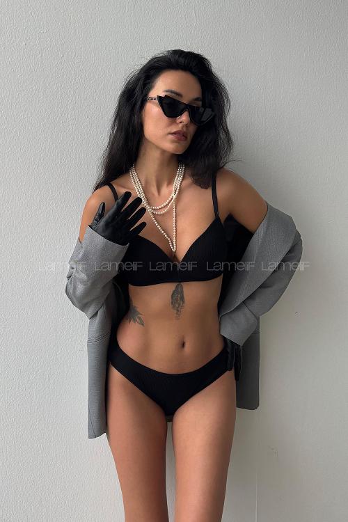 Black Cotton Fabric Without Underwire Unsupport Bralet