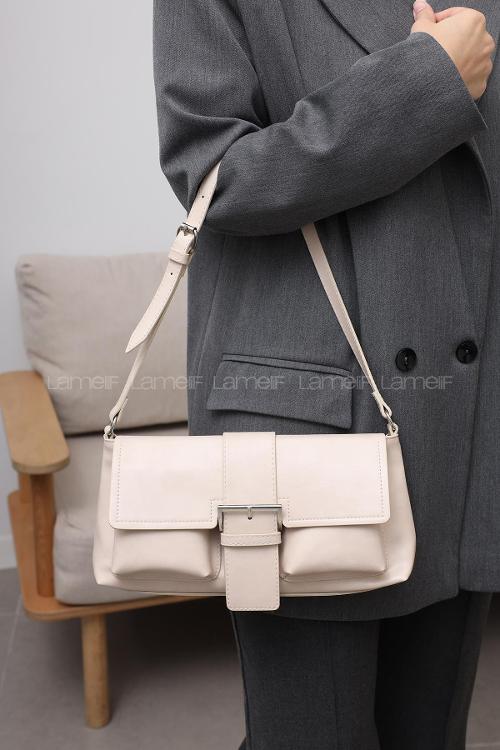 Lamelif Holly Kadın El ve Omuz Çantası Krem