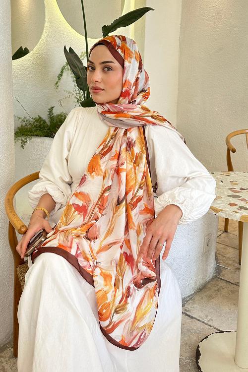 Brown Cotton Striped Shawl