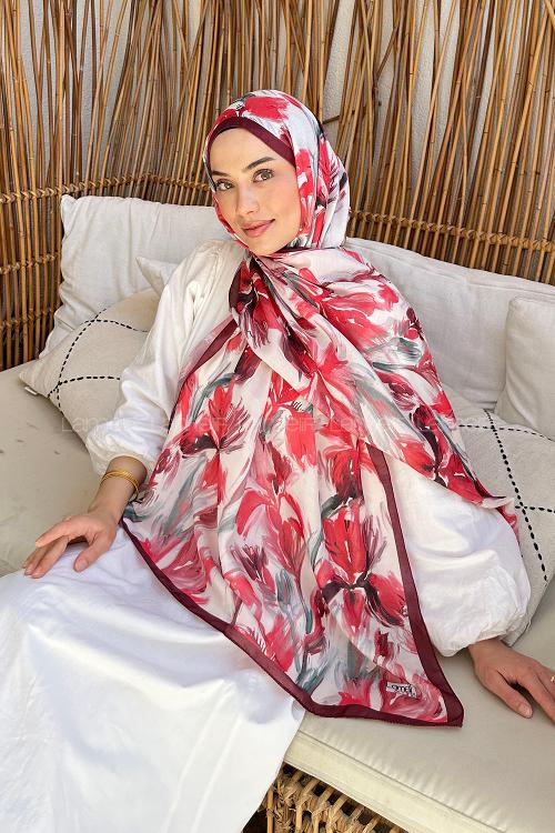 Sour Cherry Cotton Striped Shawl