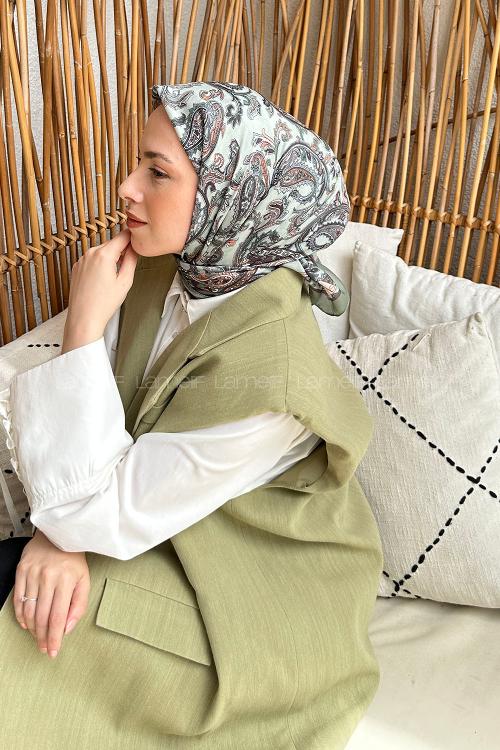 Lamelif Retro Desen Soft Eşarp Adaçayı