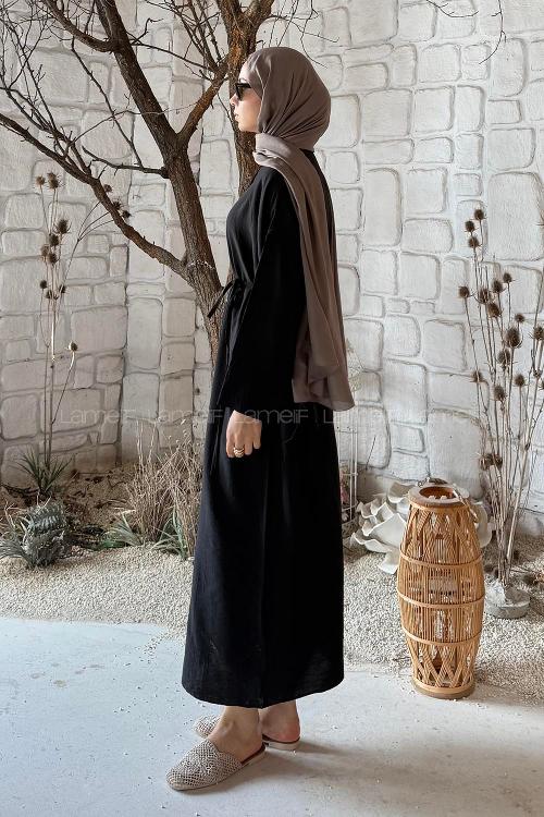 Lamelif Pat Detaylı Elbise Siyah