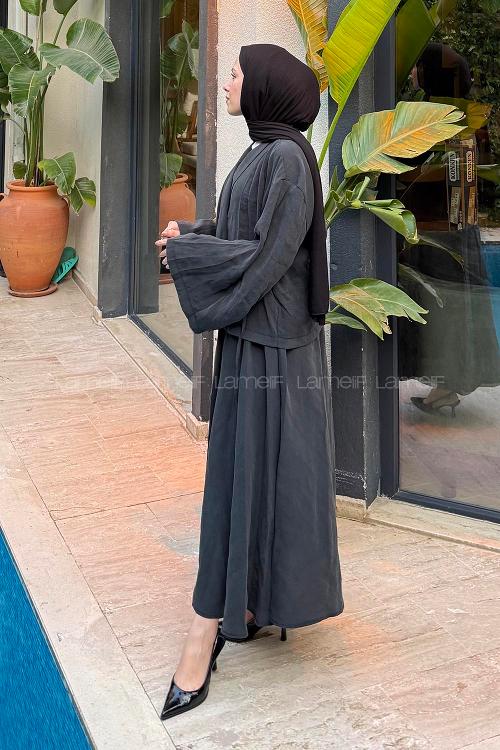 Lamelif Gül Detaylı Modal Takım Siyah