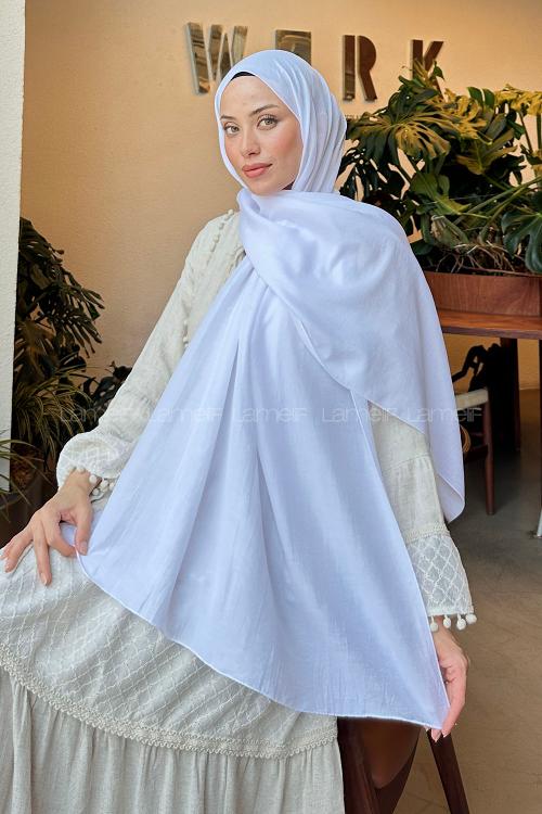 Lamelif Comfort Pamuk Şal Beyaz