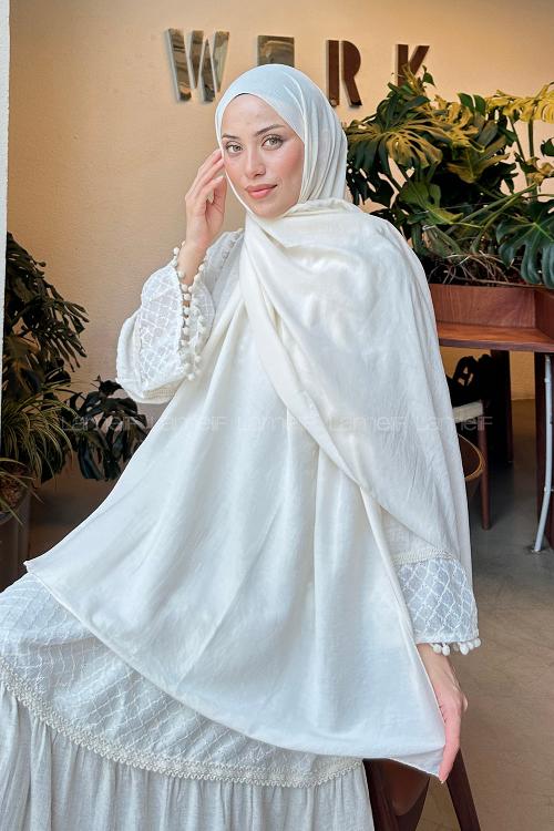 Lamelif Comfort Pamuk Şal Ekru