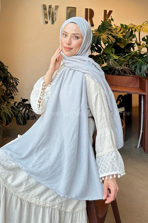 Lamelif Comfort Pamuk Şal Gümüş Gri